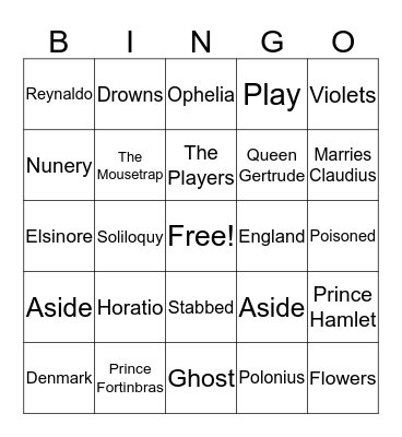 Hamlet Bingo Card