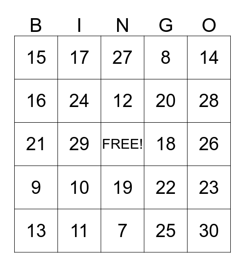 Candy Corn Bingo Card