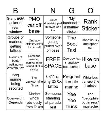 Jacksonville Bingo Card