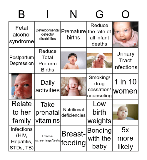Baby Mama Bingo Card