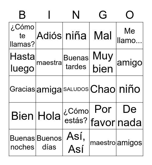 SALUDOS BÁSICOS Bingo Card
