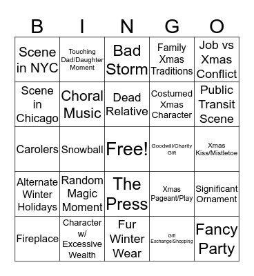 Christmas Movie Bingo Card