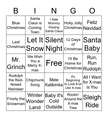 Christmas Party Singo Bingo Card