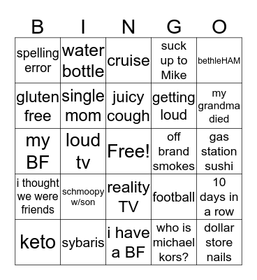MM Bingo Card