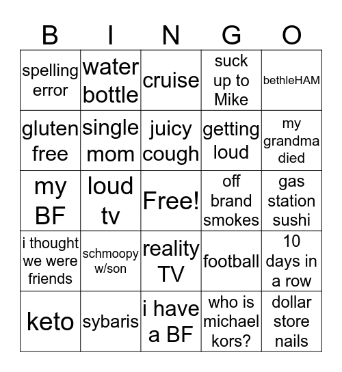 MM Bingo Card