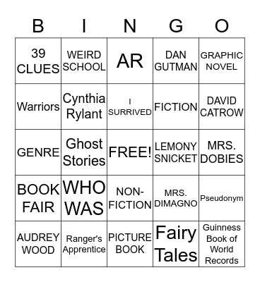 SCES LIBRARY BINGO Card