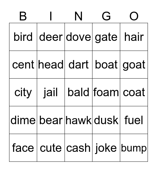 Flashback Bingo Card