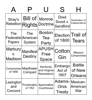 APUSH BINGO Card