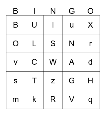 Alphabet Bingo Card