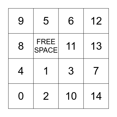 Numéros Bingo Card