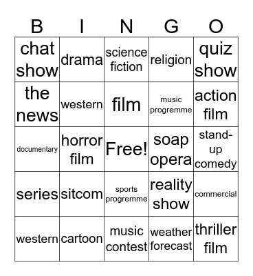 TV PROGREMME Bingo Card