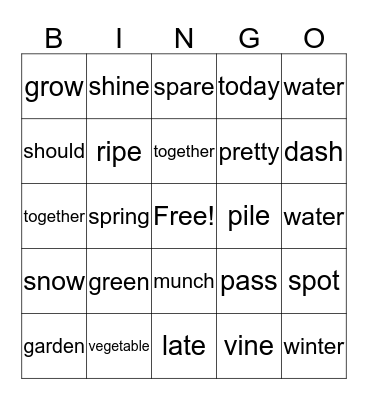 VOCAB 1 Bingo Card