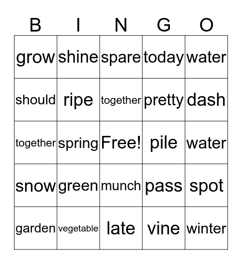 VOCAB 1 Bingo Card