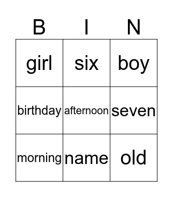 Chapter 1 Bingo Card