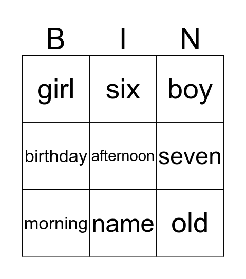 Chapter 1 Bingo Card