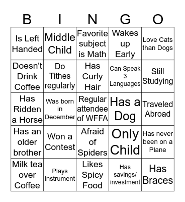 Human Bingo Card