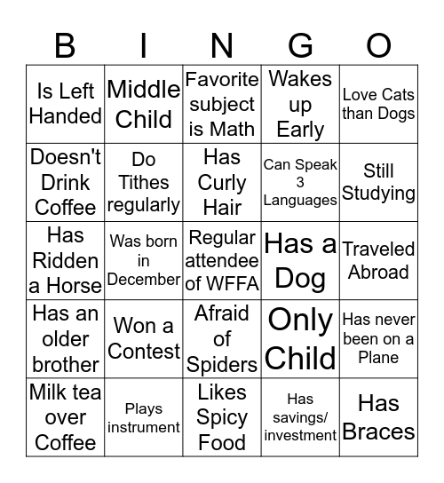 Human Bingo Card