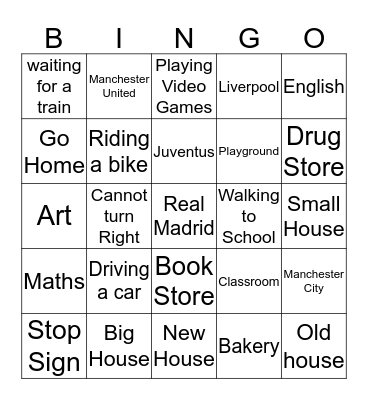 Mr Seb's Bingo Card