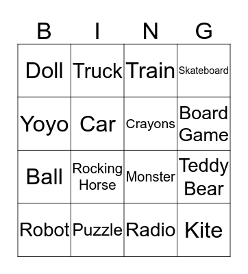 Toys Bingo Card