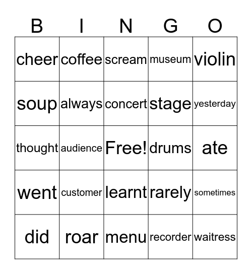 P5 Units 1 - 3 Vocab Bingo Card