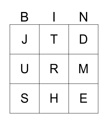ALPHABET Bingo Card