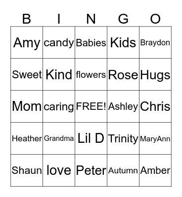 mothers day   Bingo Card