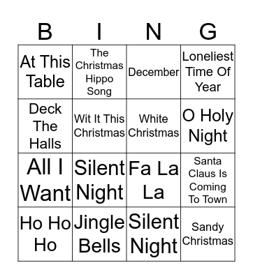 Xmas Songs Music Bingo 2 Bingo Card