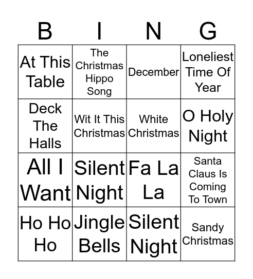 Xmas Songs Music Bingo 2 Bingo Card