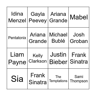 Xmas Artist 2 Bingo Card