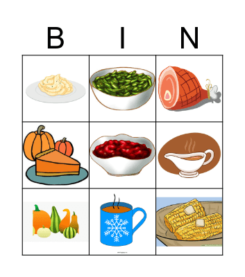 Thanksgiving Dinner Bingo Card