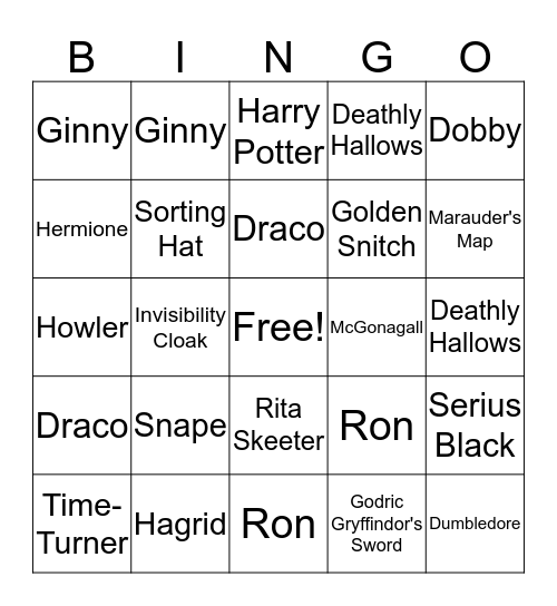 Harry Potter Bingo Card