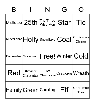 Christmas Bingo Card