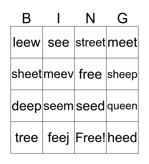 ee bingo game Bingo Card