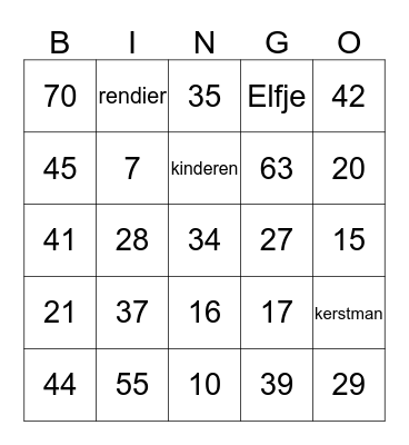 Bingo verhaal: Kerst Bingo Card