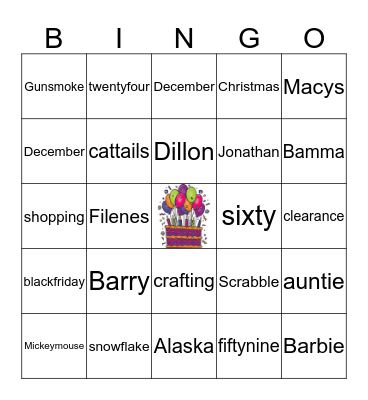 Diane Bingo Card