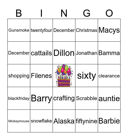 Diane Bingo Card