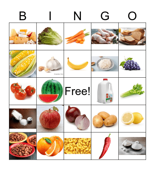 Food Bingo Card