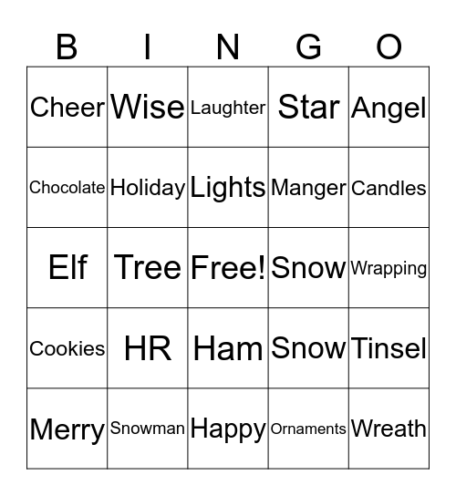 HR Holiday BINGO Card