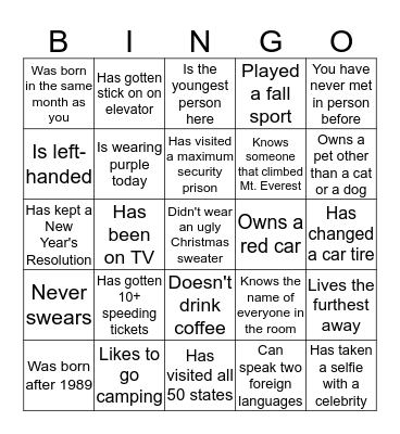 Find Someone Who... Bingo Card