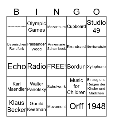 Einzug der Kinder:  Orff-Schulwerk and Bavarian Radio Bingo Card