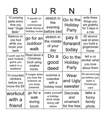 Fitmas Bingo Card