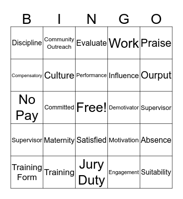 SUPERVISOR TRAINING Bingo Card