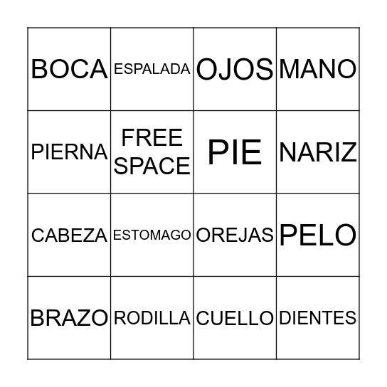 El CUERPO Bingo Card