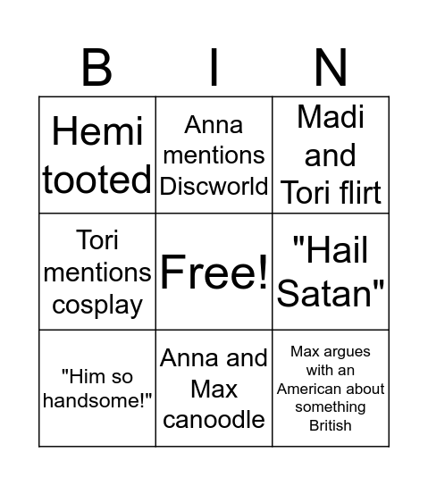 Bi Bi Baby Bingo Card