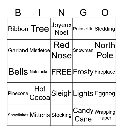 Winter Wonderland Bingo Card