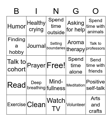 Coping Skills  Bingo Card