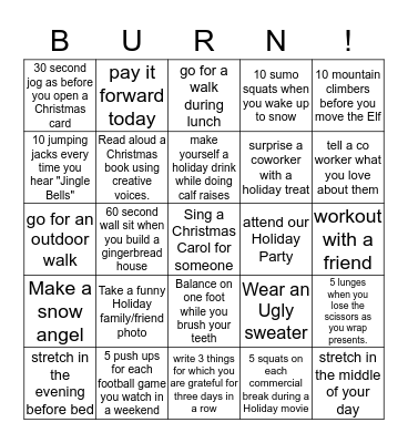Fitmas Bingo Card