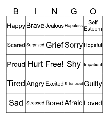 Feelings Bingo Card