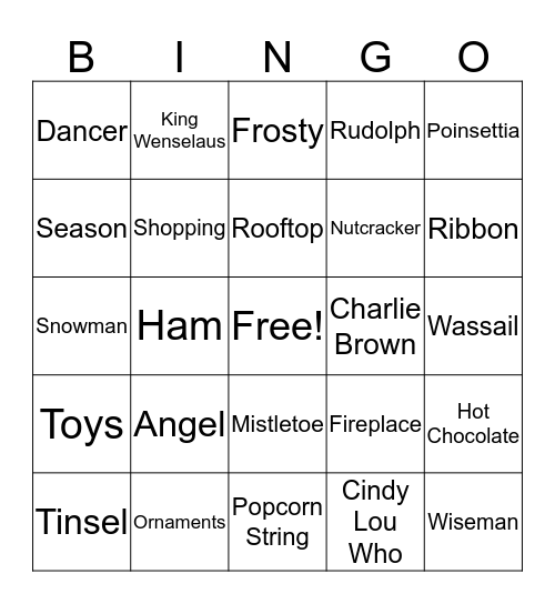 Christmas Bingo Card