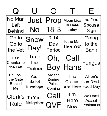 Holiday Bingo Card